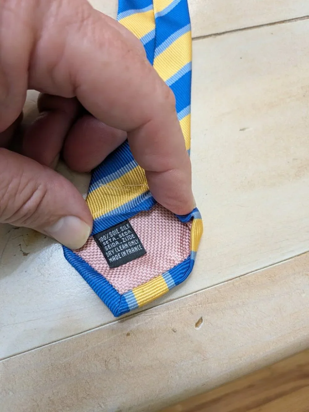 Lot of 2 Thomas Pink Silk Neckties Blue Yellow Stripe Floral Made in Paris